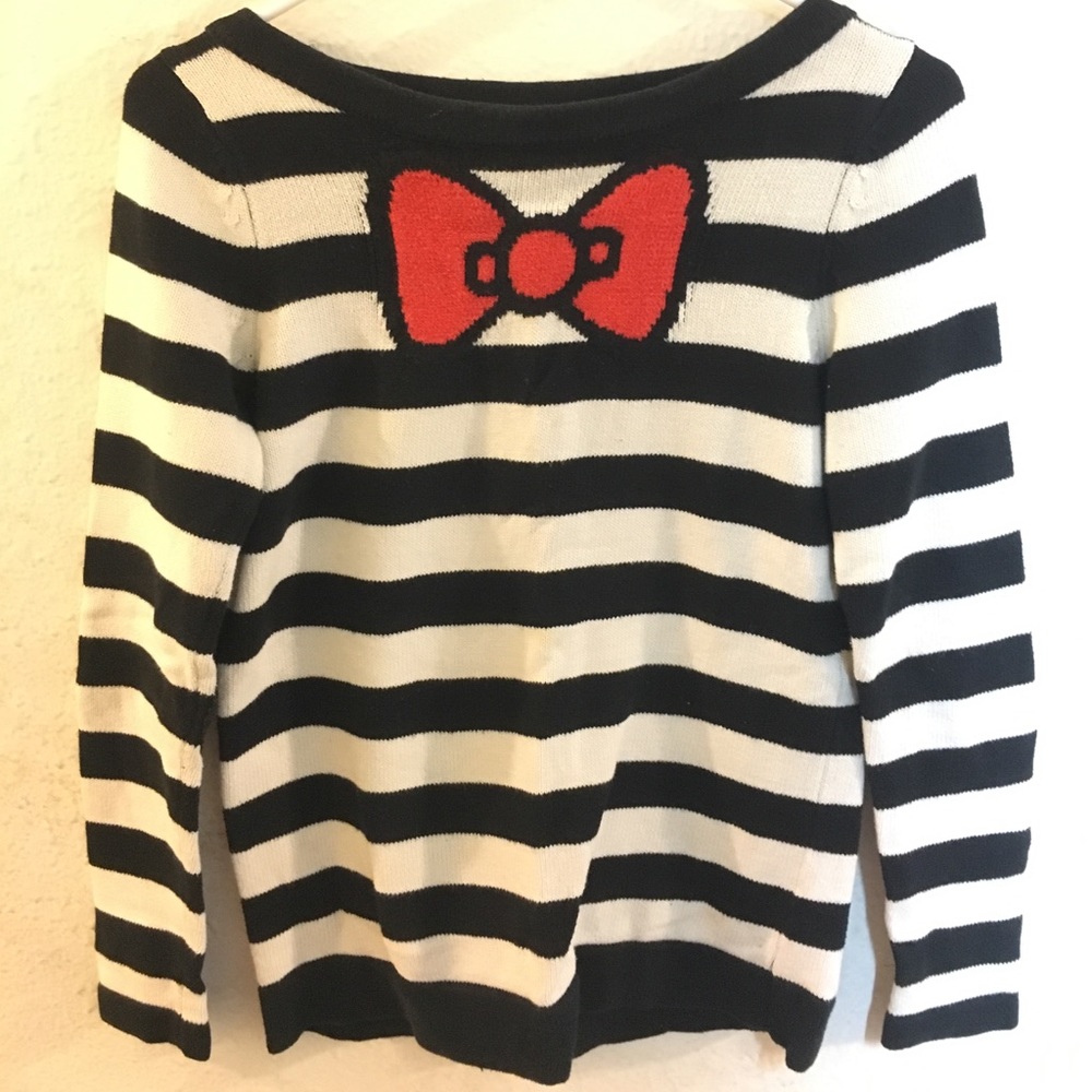 HELLO KITTY RIBBON STRIPE SWEATER WOMENS S…